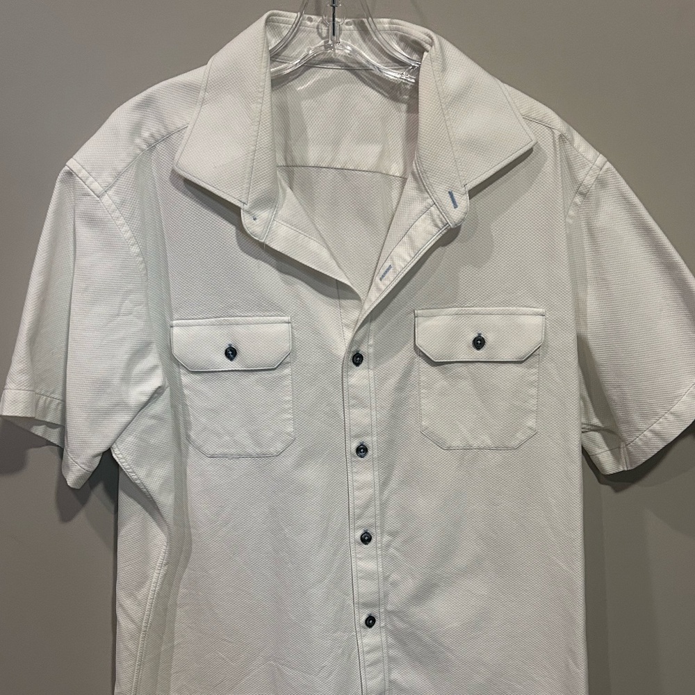 Custom made, white short sleeve button down